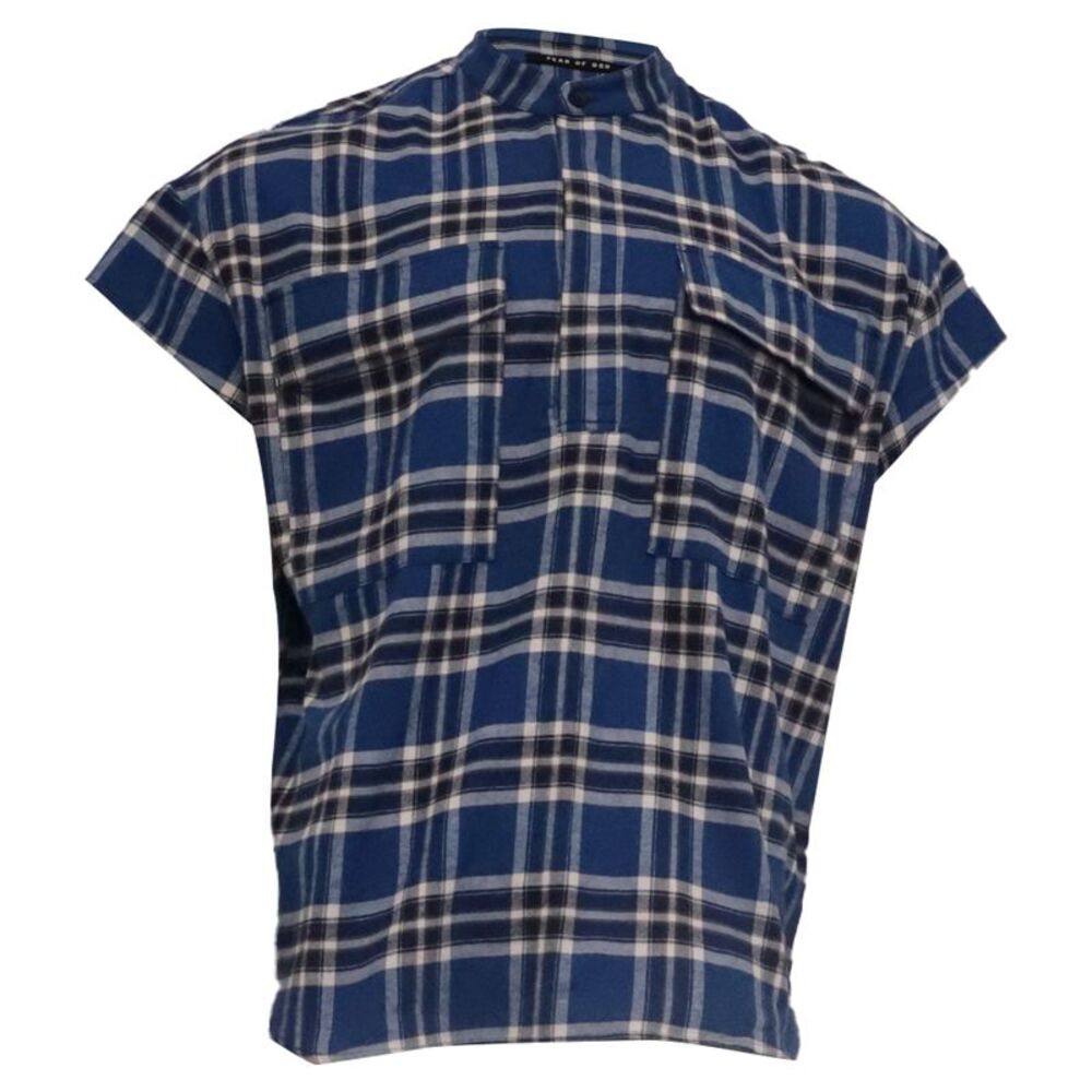 Fear of God Checkered Flannel Vest in Blue Cotton